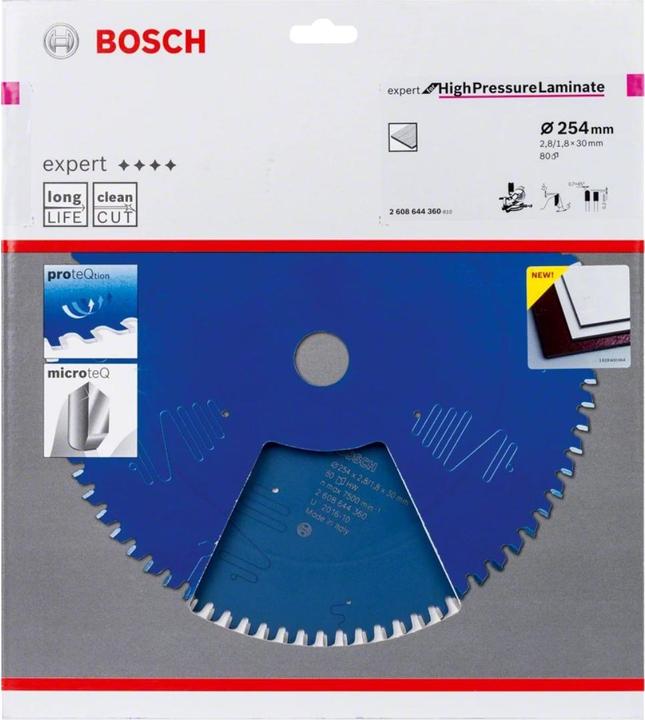 Image du produit Bosch Professional Zubehör Lame de scie circulaire Expert for High Pressure Laminate, 254 x 30 x 2,8 mm, 80