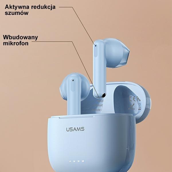 Produktbild Usams Słuchawki Bluetooth 5.3 TWS US Series Dual mic bezprzewodowe niebieskie/blue BHUUS03 (ANC, 35 h, Kabellos)