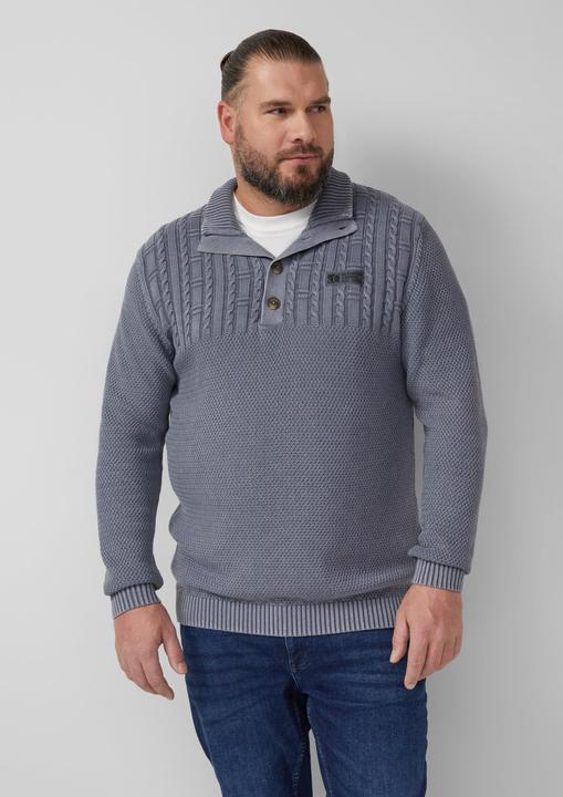 Produktbild s.Oliver Strickpullover Strukturmix-Troyer aus Baumwolle mit Garment Dye (4XL)