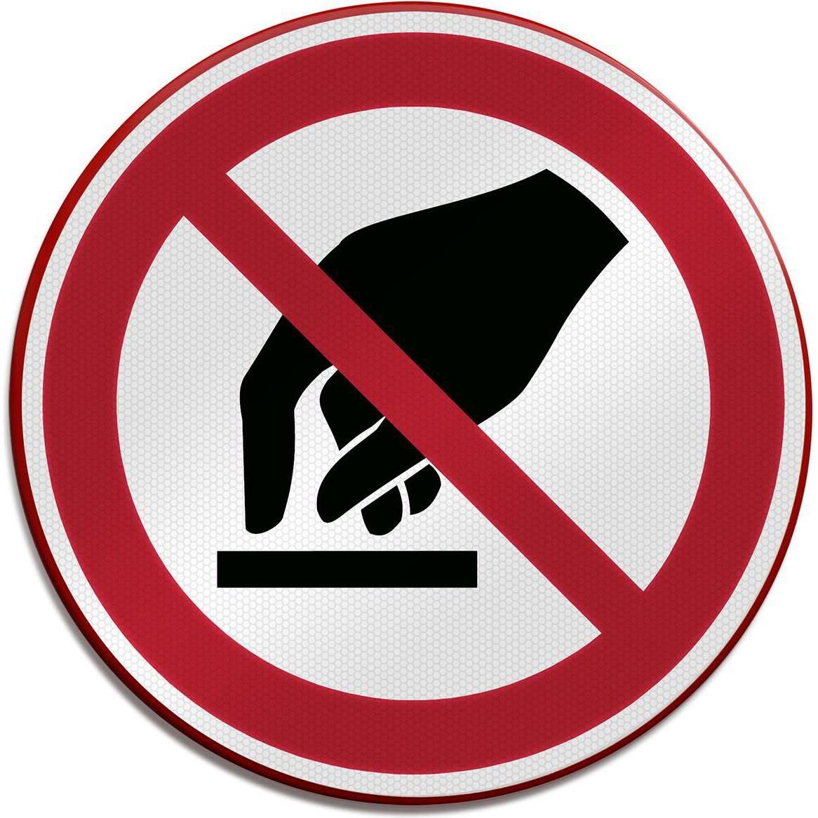 Brady, Etiketten, P/P010/NT/RFLBD-DIA400-1, ISO Sicherheitsschild - Berühren verboten, Aluminium laminiert mit