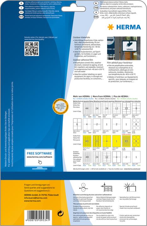 Actual product image HERMA Weatherproof labels A4