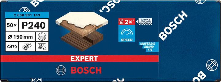 Image du produit Bosch Professional Zubehör Papier abrasif Expert C470 multi-trous pour ponceuse excentrique, 150 mm, G 240, 50 pcs. (240)