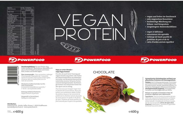 Image du produit Powerfood Protéines végétaliennes (Chocolat, 1 pcs, 600 g)