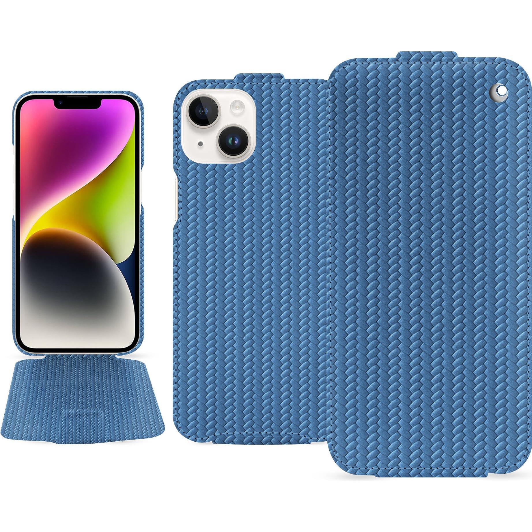 Thumbnail - Noreve Lederschutzhülle vertikal (Apple iPhone 15 Plus), Smartphone Hülle, Blau