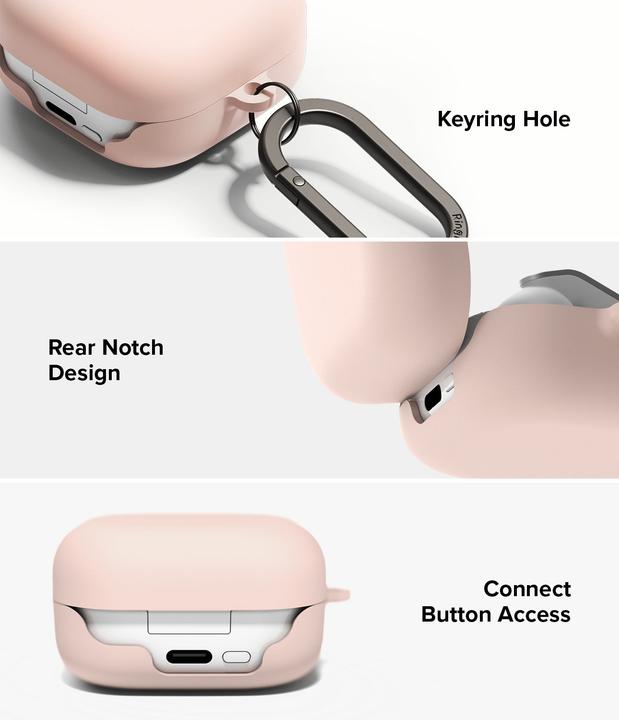 Actual product image Ringke - Silicone - Xiaomi Redmi Buds 4 Pro - Pink Sand (Charging case cover)