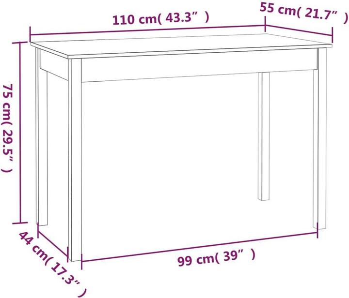Produktbild vidaXL Esstisch (110 x 55 x 75 cm)