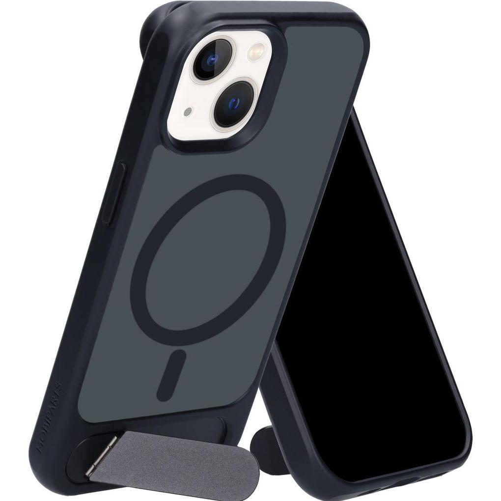 Mobiparts Hardcover Apple iPhone 13/14/15 with Stand Function Satin Black (Magsafe Compatible) (Apple iPhone 13, Apple iPhone 14, Apple iPhone 15), Co