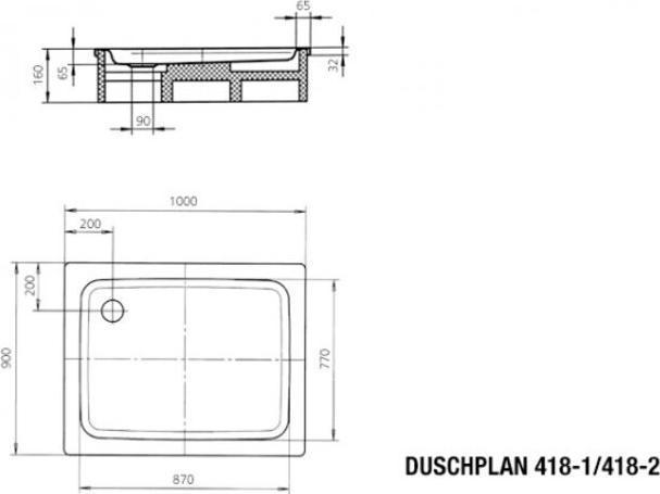 Produktbild Kaldewei Duschplan 418-2 90x100cm mit Styroporträger