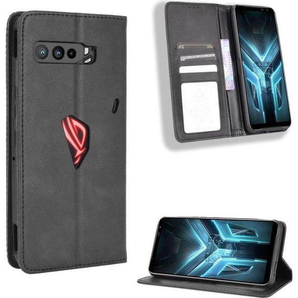 Thumbnail - MU Classic Vintage III Leder Bookcover Series (Asus ROG Phone III), Smartphone Hülle, Schwarz