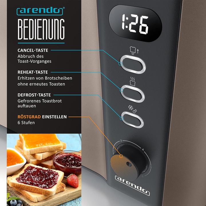 Image du produit Arendo Frukost Langschlitztoaster mit Brötchenaufsatz