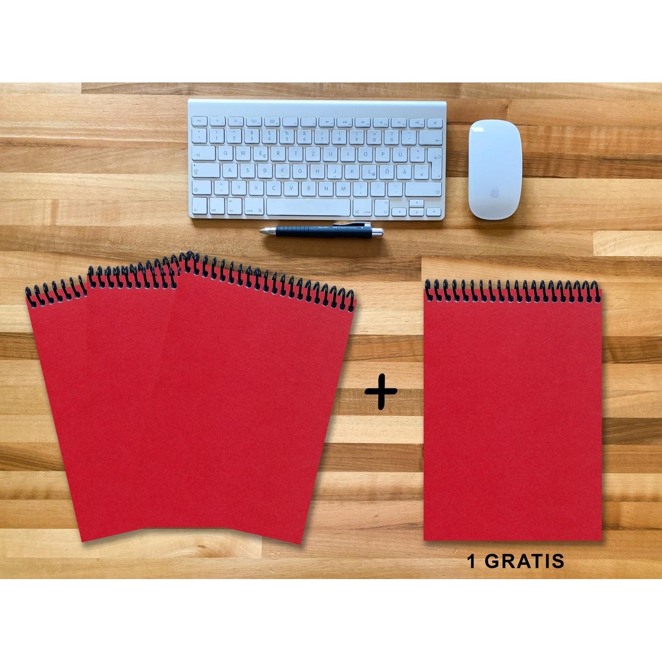 E & Z, Heft + Block, A 4 Notizblock - Set, 3+1 gratis, Luxury 80 Seiten ROT JUPITER GLITTER-OPTIK, kariert 10x10mm (A4, ...