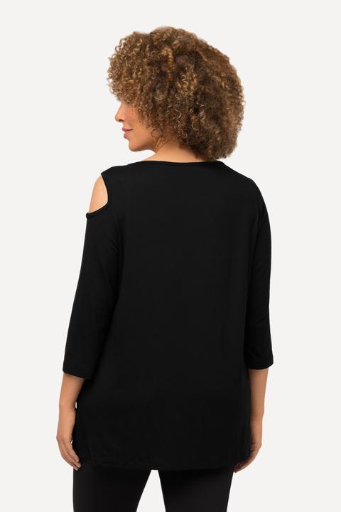 Produktbild Ulla Popken Shirt, Cut-Outs, A-Linie, U-Boot-Ausschnitt, 3/4-Arm (56)