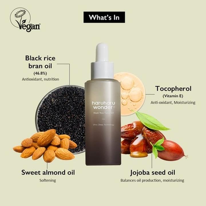 Image du produit Haruharu Wonder Black Rice (30 ml, Huile visage, Jusqu'à SPF 10)