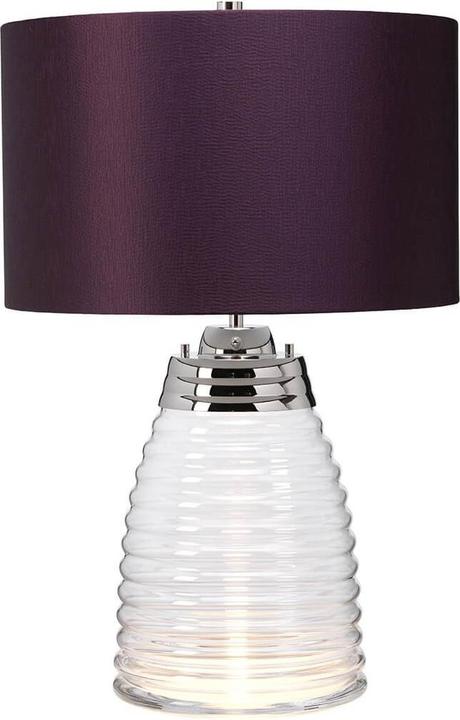 Elstead Lighting Milne tafellamp E27 gepolijst nikkel aubergine donkerpaars (620 lm, E27)