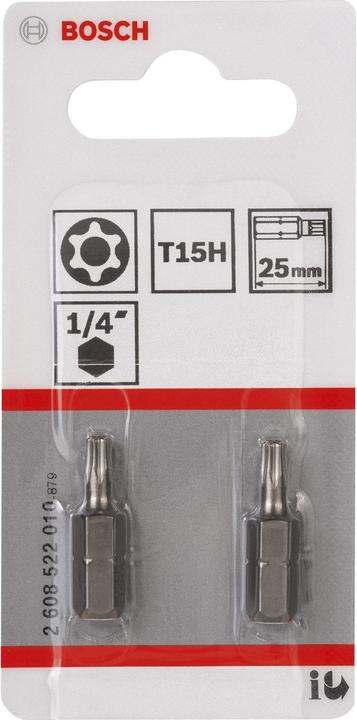 Image du produit Bosch Professional Zubehör T15H Embout de vissage Security Torx® extra-dur (Hexagonale (hexagonal), Six pans creux TX)