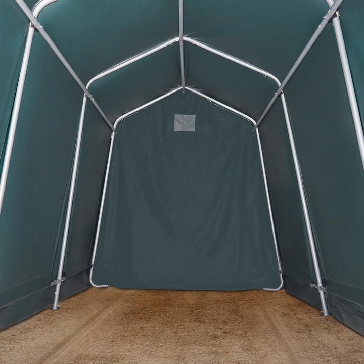 Actual product image Toolport Zeltgarage ca. 2,4 x 3,6 m PREMIUM Carport PE 600 N Plane Unterstand Lagerzelt Garage in dunkelgrün