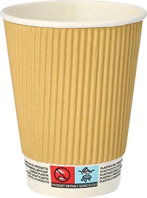 Produktbild Papstar Papp-Trinkbecher "pure" Ripple Wall, 0,3 l, beige (10 x)