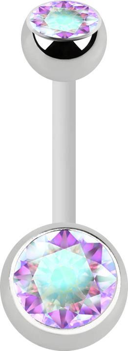 Immagine prodotto Star Piercing Banana bianca con due sfere di cristallo argento multicolore (Materiale sintetico, Acciaio chirurgico 316L, senza ottone)