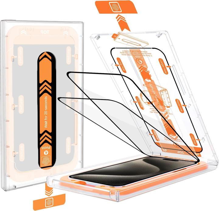 Image du produit PhoneLook Vitre de protection intégrale avec système de montage automatique anti-bulles et anti-poussière 3D (Apple iPhone 16)