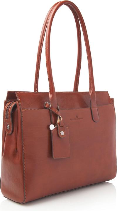 Productafbeelding Castelijn & Beerens Beerens - Gaucho Ellen Schoudertas 15,6 RFID | cognac - Gaucho Ellen Schoudertas 15,6 RFID | cognac.