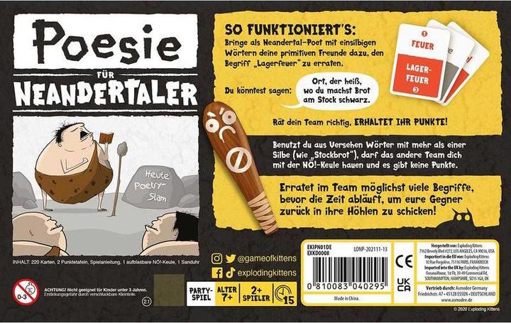Image du produit Asmodée De la poésie pour les néandertaliens (Allemand)