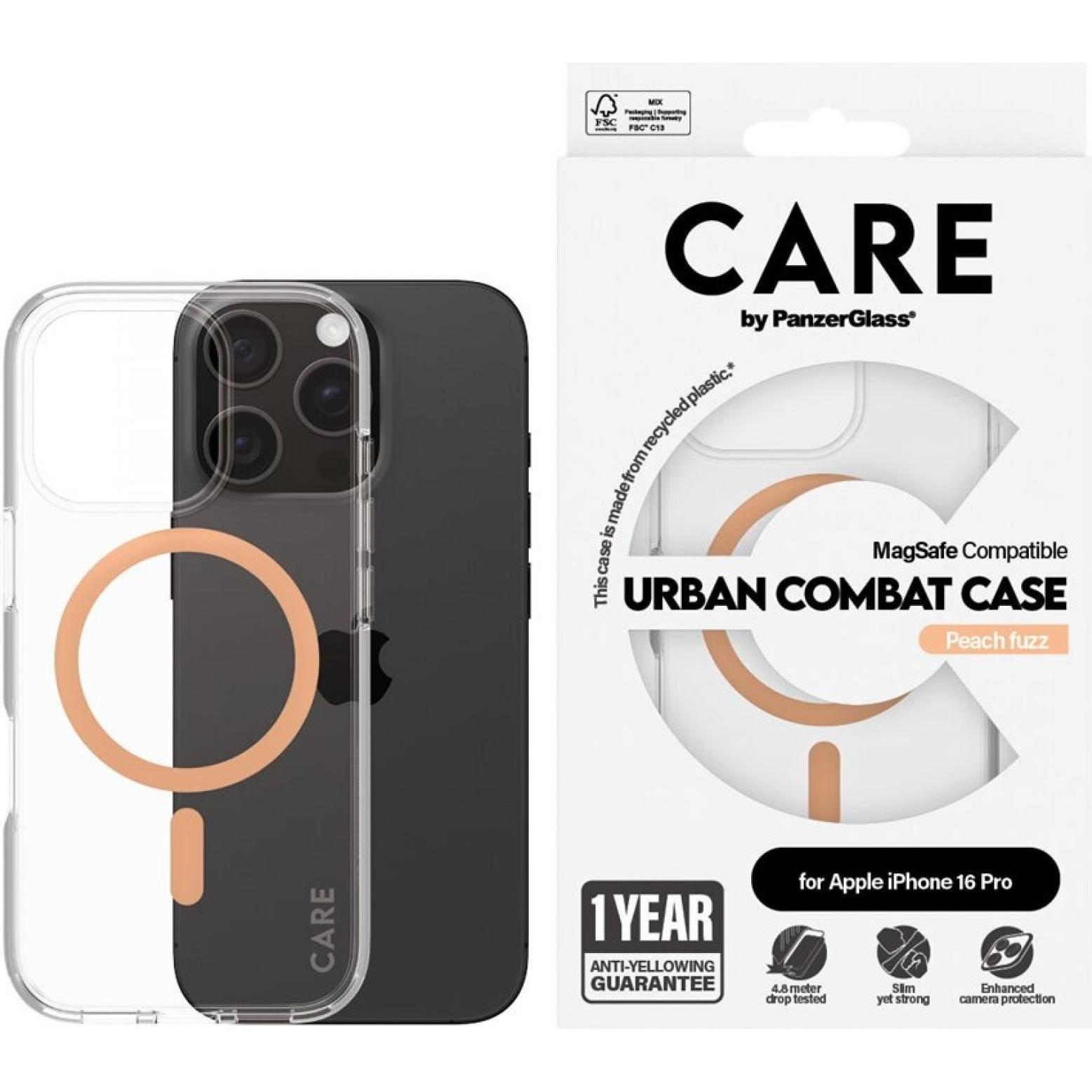 Thumbnail - PanzerGlass CARE by Flagship Case Transparent Urban Combat m. Peachy MagSafe iPhone '24 6.3" Pro (Apple iPhone 16 Pro),...