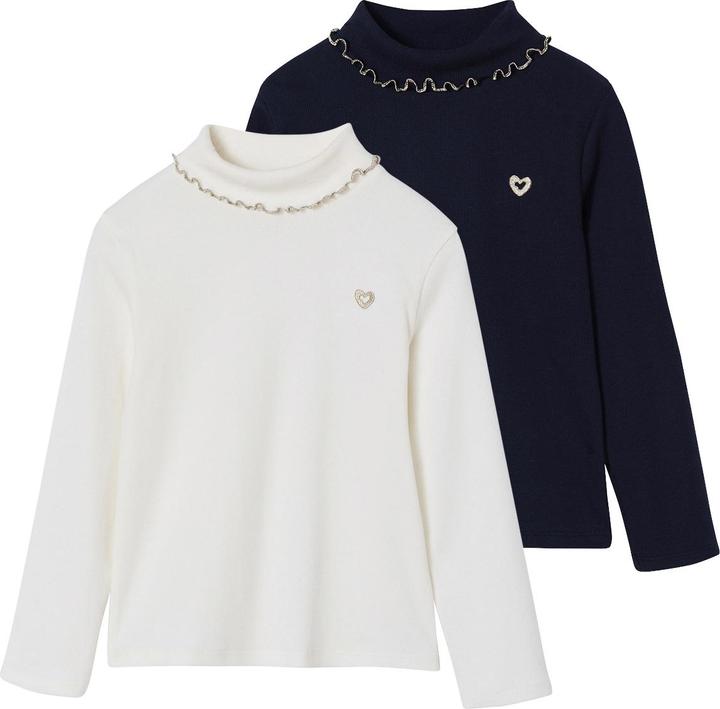 Produktbild Vertbaudet 2er-Pack gerippte Mädchen Langarmshirts mit Stehkragen BASIC (128)