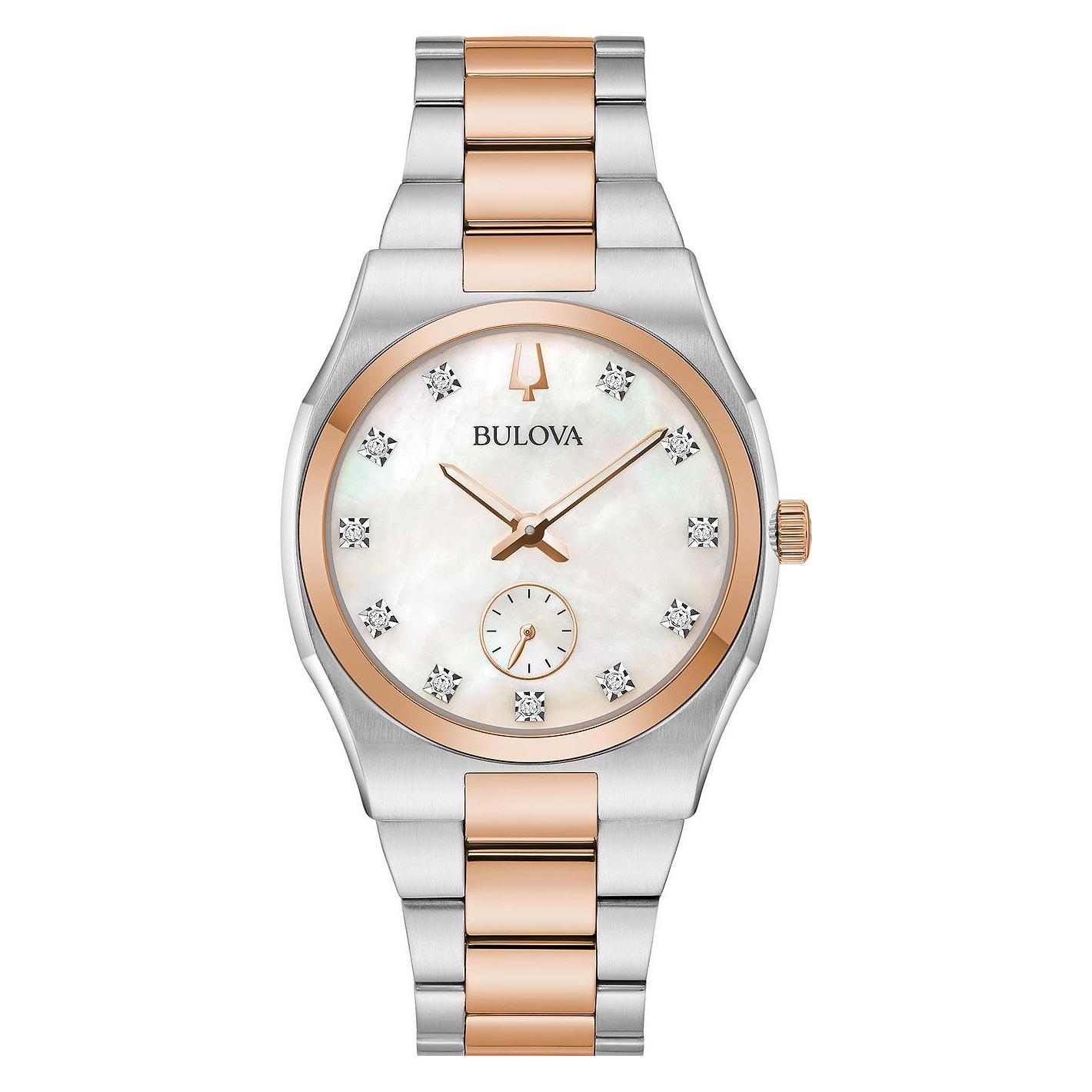 Bulova, Horloge, 98P221 Surveyor Dameshorloge 34mm 3ATM, Zilver, Goud, (Analoog Horloge, 34 mm)