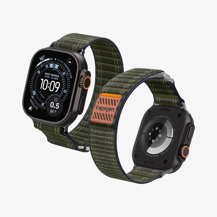 Actual product image Spigen WBF0 Apple Watch (44/45mm) / Watch 10/11 (46mm) / Ultra (49mm) Band Green (44 mm, 45 mm, 46 mm, 49 mm, Fabric, Nylon)