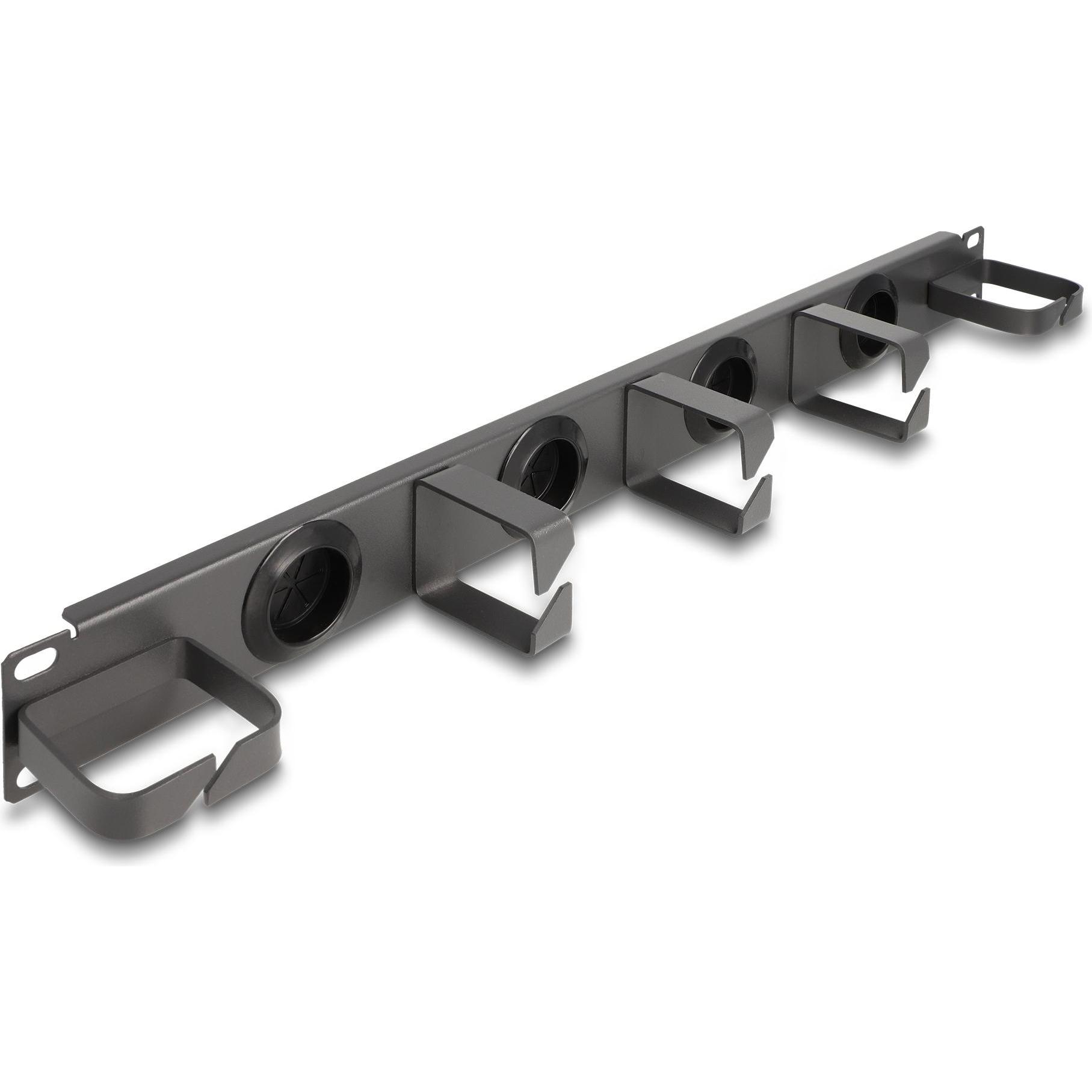 Delock 19? Kabelmanagement Rangierpanel mit 4 Gummi Kabeldur, Serverschrank Zubehör, Grau