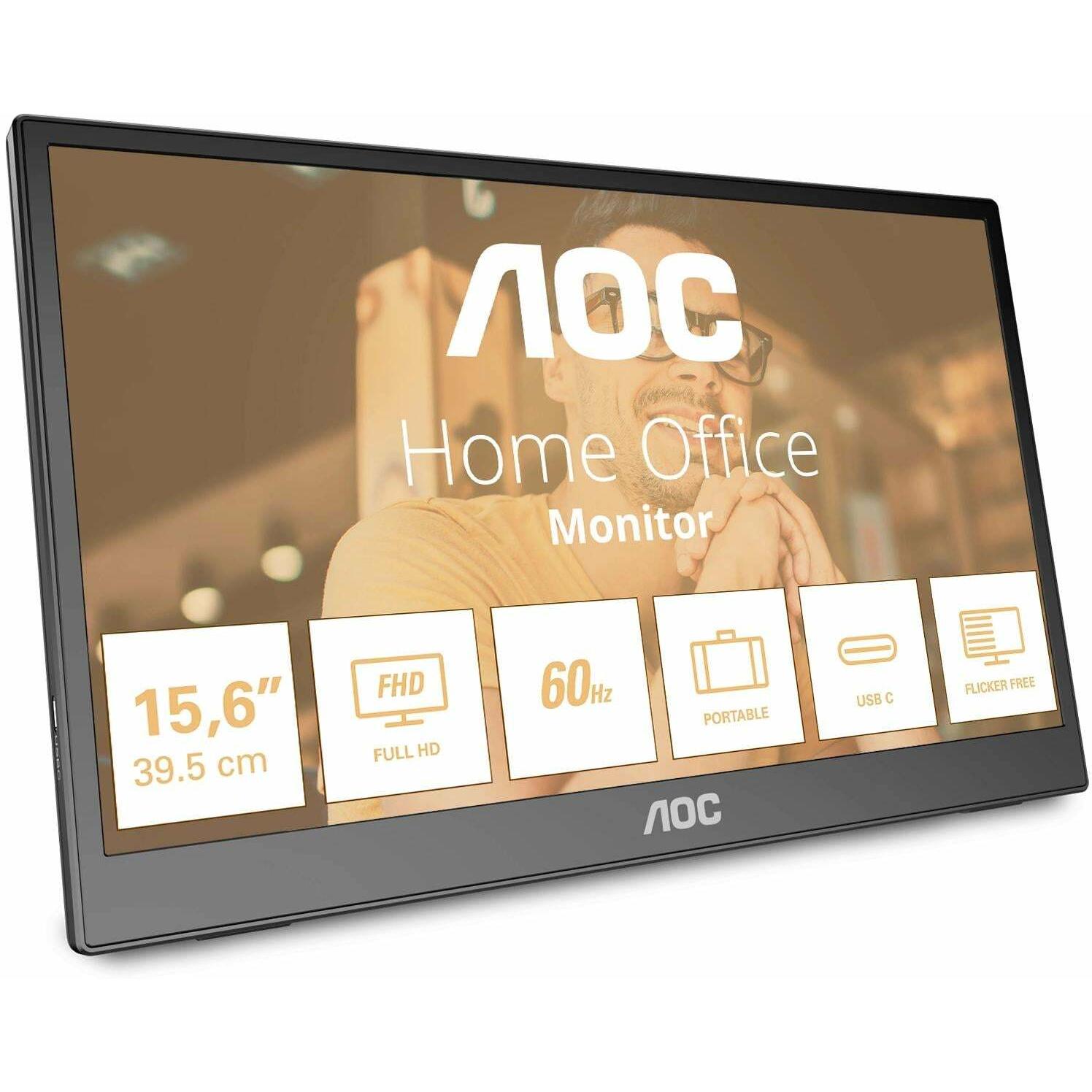 AOC 16T3EA (1920 x 1080 Pixel, 16"), Monitor, Schwarz