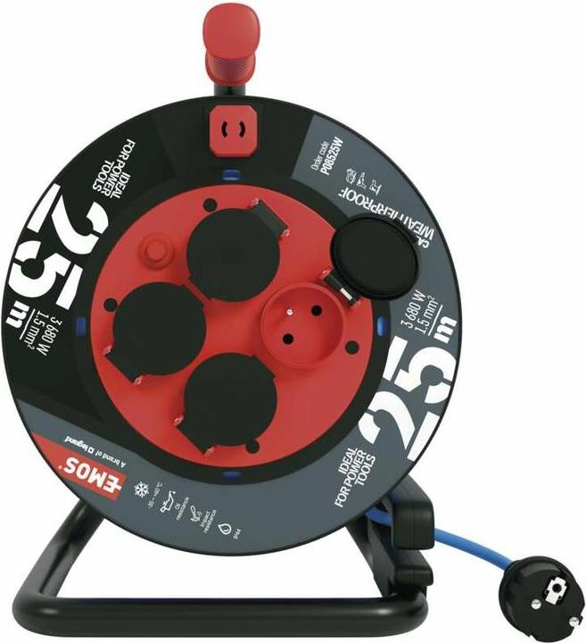 Produktbild Emos P08525W Black, Blue 4 AC outlet(s) (25 m, 1.50 mm²)
