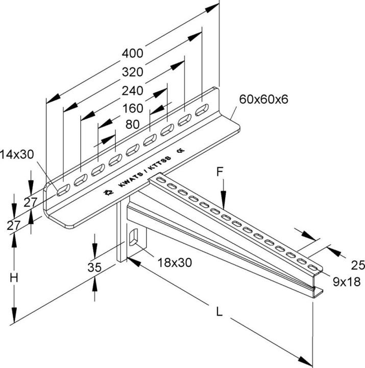 Image du produit Niedax NIE KTTSS700 Flèche à pinces très lourde 206X730mm 7,37 kN ignifugé
