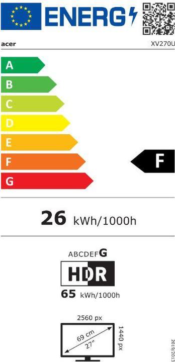 Energie-Label Acer Nitro XV270UF3bmiiprx (2560 x 1440 Pixel, 27")