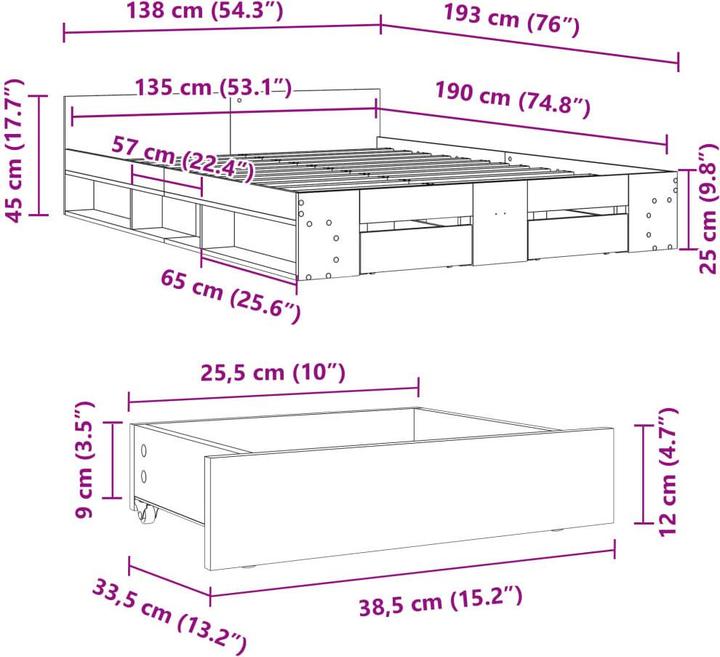 Image du produit vidaXL Bettgestell (135 x 190 cm)