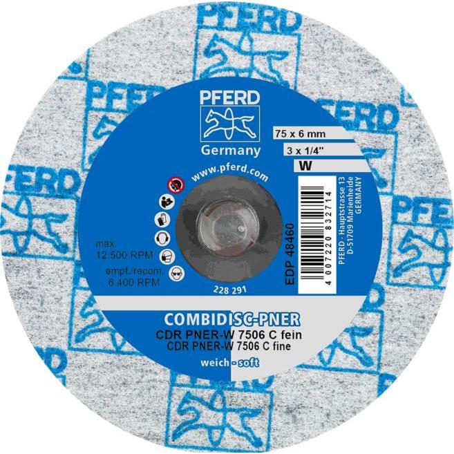 Thumbnail - Pferd, Schleifmittel, COMBIDISC verpresste Vliesronde CDR PNER Ø 75 mm Weich SIC Fein für Finish