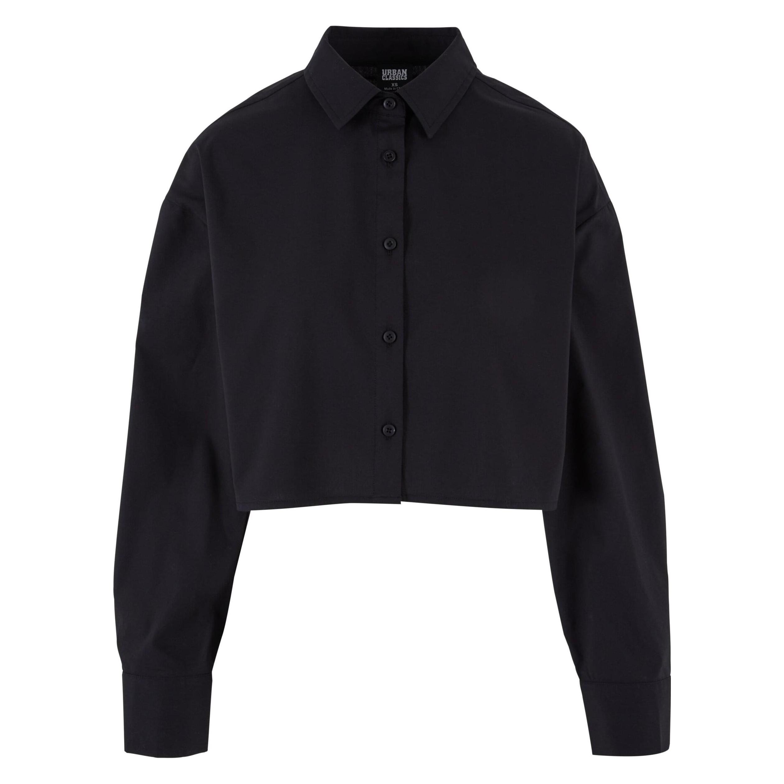 Urban Classics, Damen, Blusen, Ladies Cropped Oversized Blouse, Schwarz, (S)