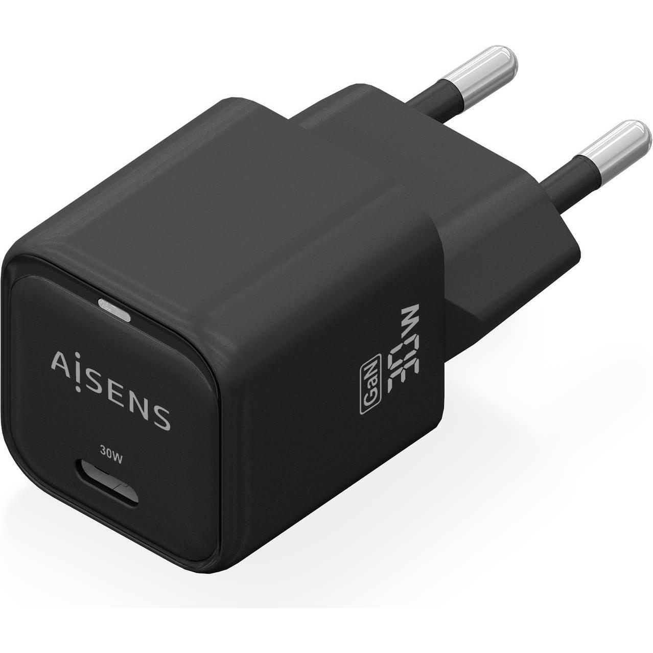 Aisens ASCH-30W1P019-BK (30 W), Caricatore USB, Nero