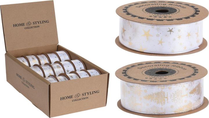 Actual product image Home&Styling Ribbon 5m 2ass White And Gold (1x)