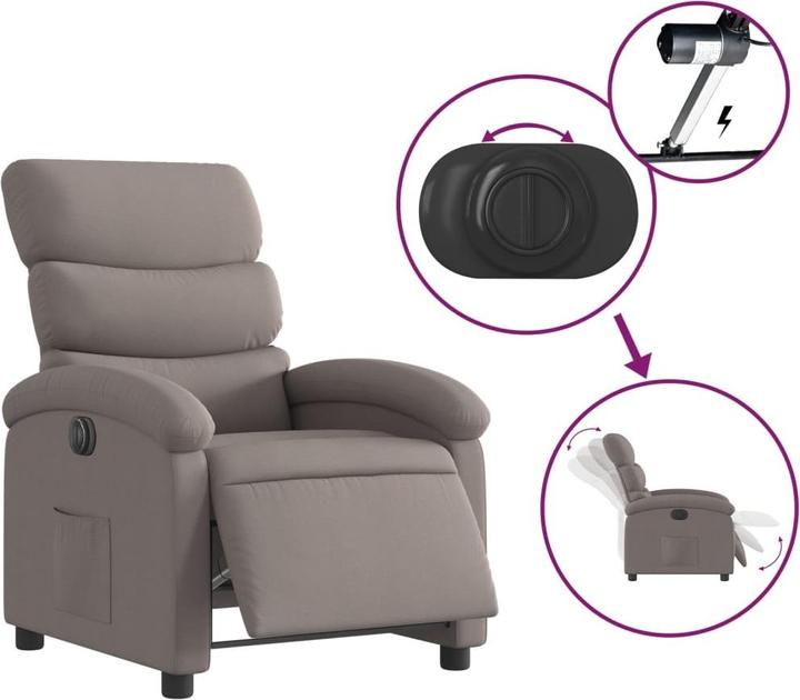 Produktbild vidaXL Relaxsessel Fernsehsessel Liegesessel Sessel Elektrisch Taupe Stoff