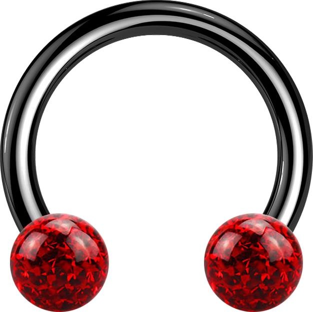 Immagine prodotto Star Piercing Campanile circolare nero con due sfere di cristallo strato protettivo epossidico rosso (senza ottone, Titanio G23)