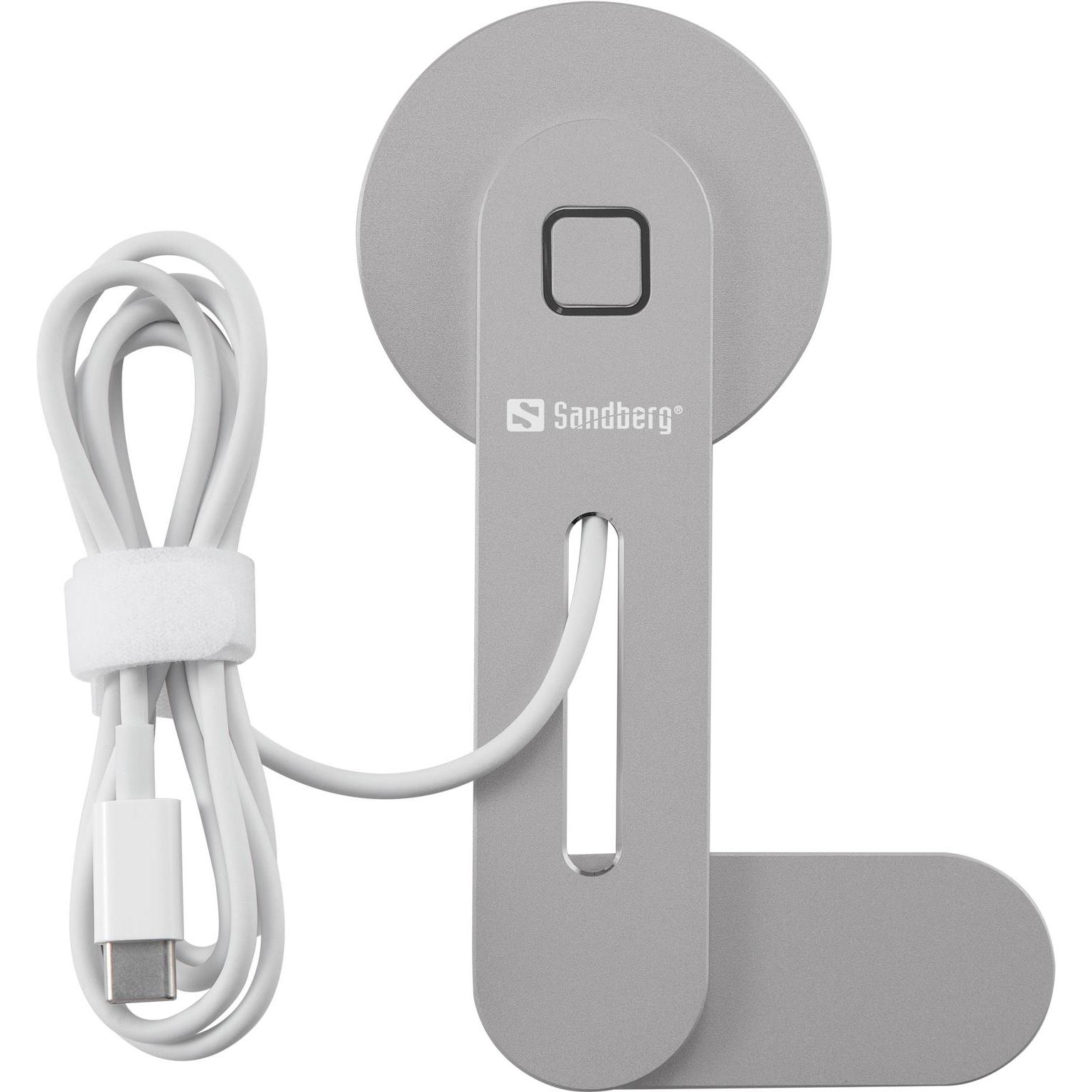 Sandberg ScreenMount Magnet Charger 15W (15 W), Wireless Charger, Grau