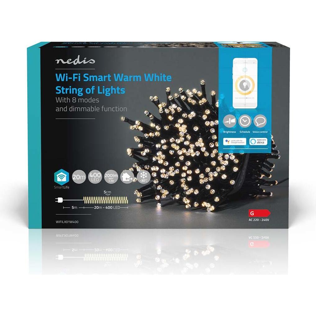 Thumbnail - Nedis, Lichterkette, SmartLife Dekorative LED Wi-Fi Warmweiss 400 LED's 20 m Android™ / IOS (20 m)