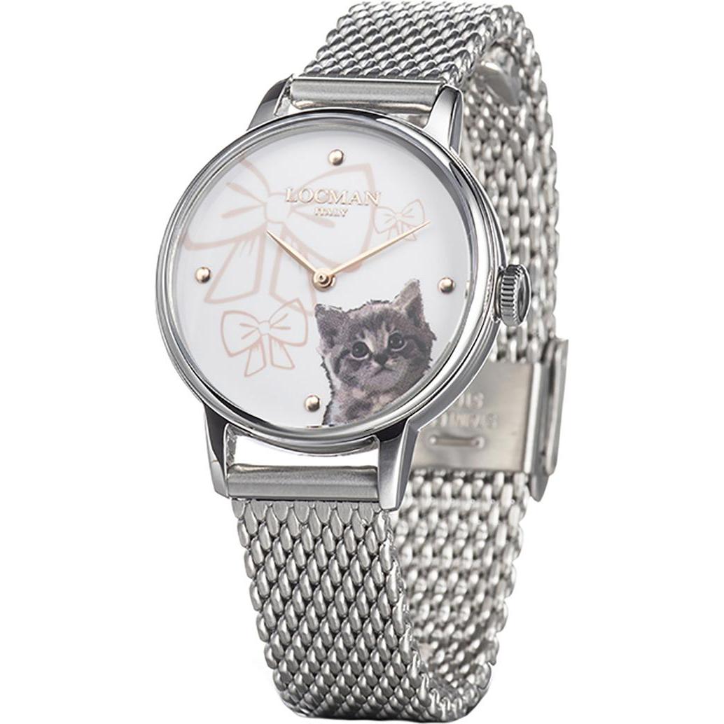 Locman, Armbanduhr, Italy Damenuhr 1960 Fantasy Cat Ref. F253A08S-00WHGA1B0, Silber, (Analoguhr, 32 mm)