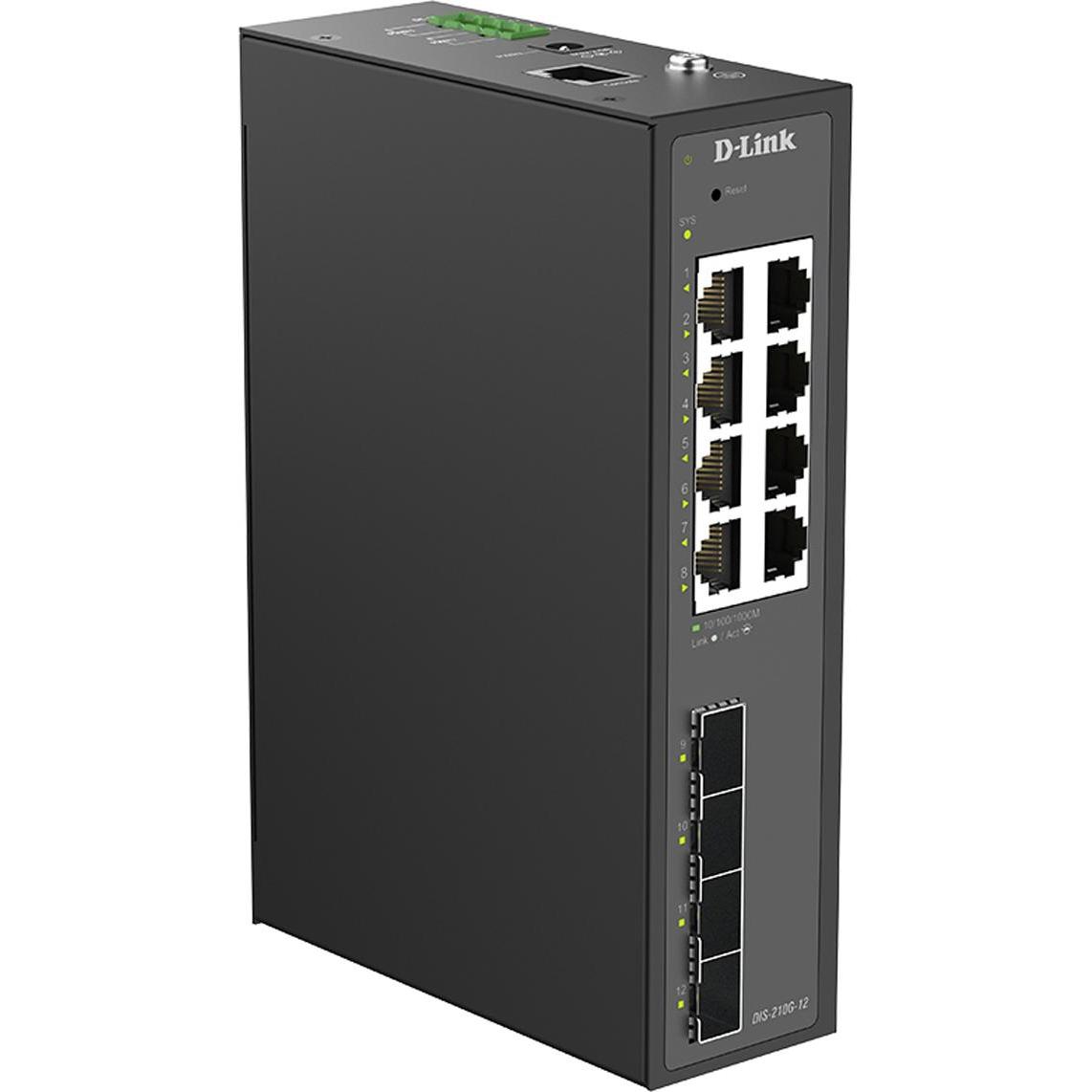D-Link DIS-210G-12, Gestito, L2/L3, Gigabit Ethernet (10/100/1000), DIN rail (8 porte), Switch di rete, Nero