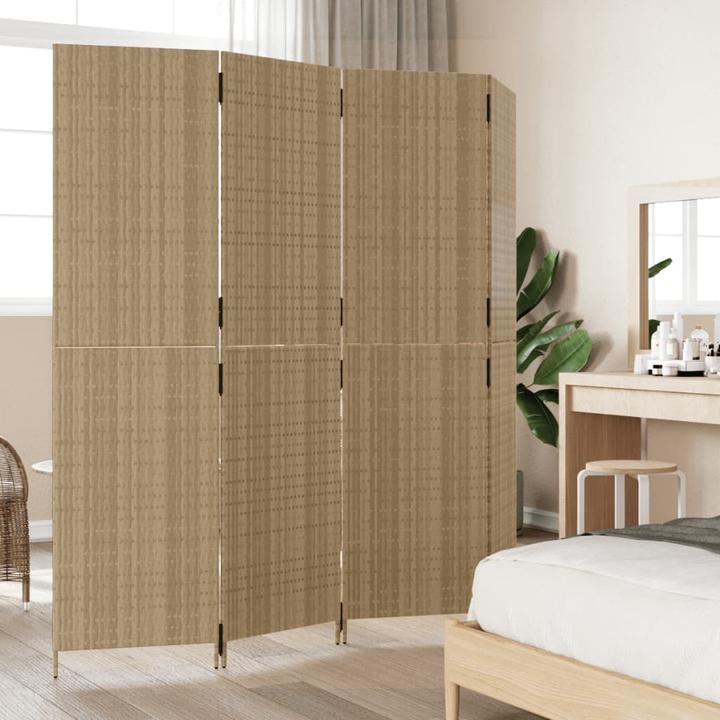 Produktbild vidaXL Paravent 4-tlg. Beige Poly Rattan,Farbe: Beige,Material: Poly