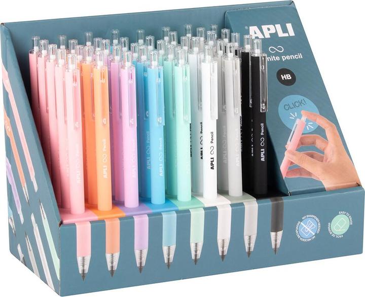 Produktbild Apli DISPLAY mit 40 Druckbleistiften HB, Pastellfarben (HB, 40x)