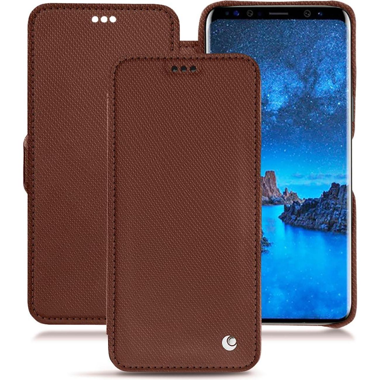 Noreve Lederschutzhülle horizontal (Samsung Galaxy S9), Smartphone Hülle, Braun