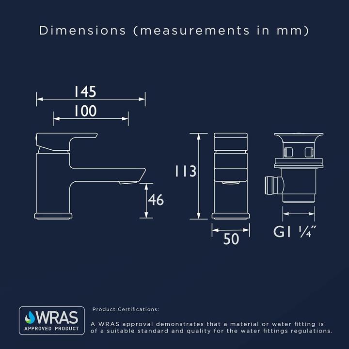 Actual product image Bristan Durable Modern Black Finish Clicker Waste Basin Tap