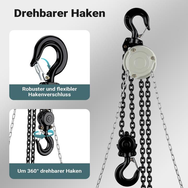 Produktbild Wiltec Kettenzug bis 2t Handkettenzug 3m Hubhöhe Hebelzug Tragmittel Hebezeug